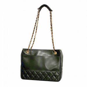 CHANEL Black Lambskin Leather Shoulder Bag